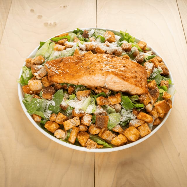 Whole Salmon Caesar Salad.
