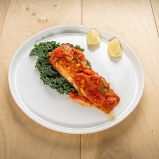 Spicy Mediterranean Salmon with Soup
