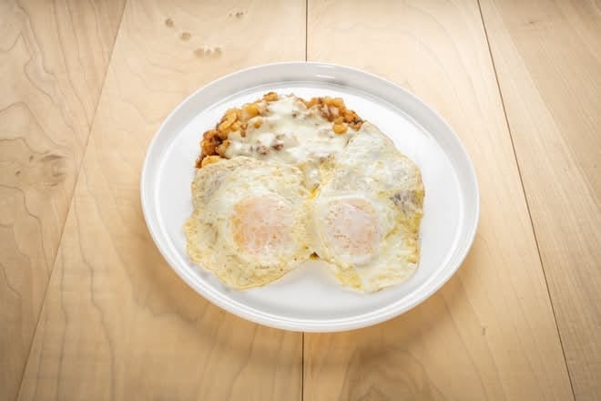 Sweet Home Kentucky Fried Eggs & Fritters.